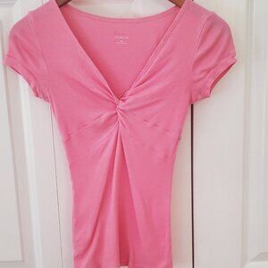 Express sexy basic tee pink knot style short sleeve XS